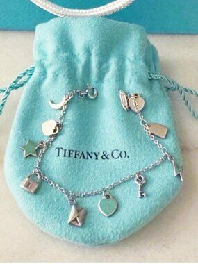 Authentic Tiffany & Co. RARE Mini Love Notes 925 Sterling Silver Charm Bracelet